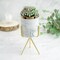 8" tall White Grey Ceramic Flower Pot Gold Iron Stand Wedding Vases Centerpieces